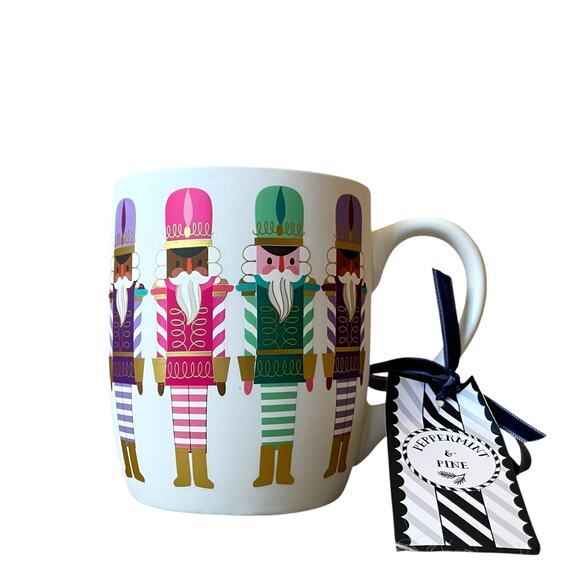 2pc Peppermint & Pine Christmas NUTCRACKER Soft Touch Mugs Pop of Color Holiday - Picture 5 of 13